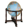 Illuminated Diplomat 32" Blue Ocean Heirloom Globe w/ Solid Mahogany Cradle